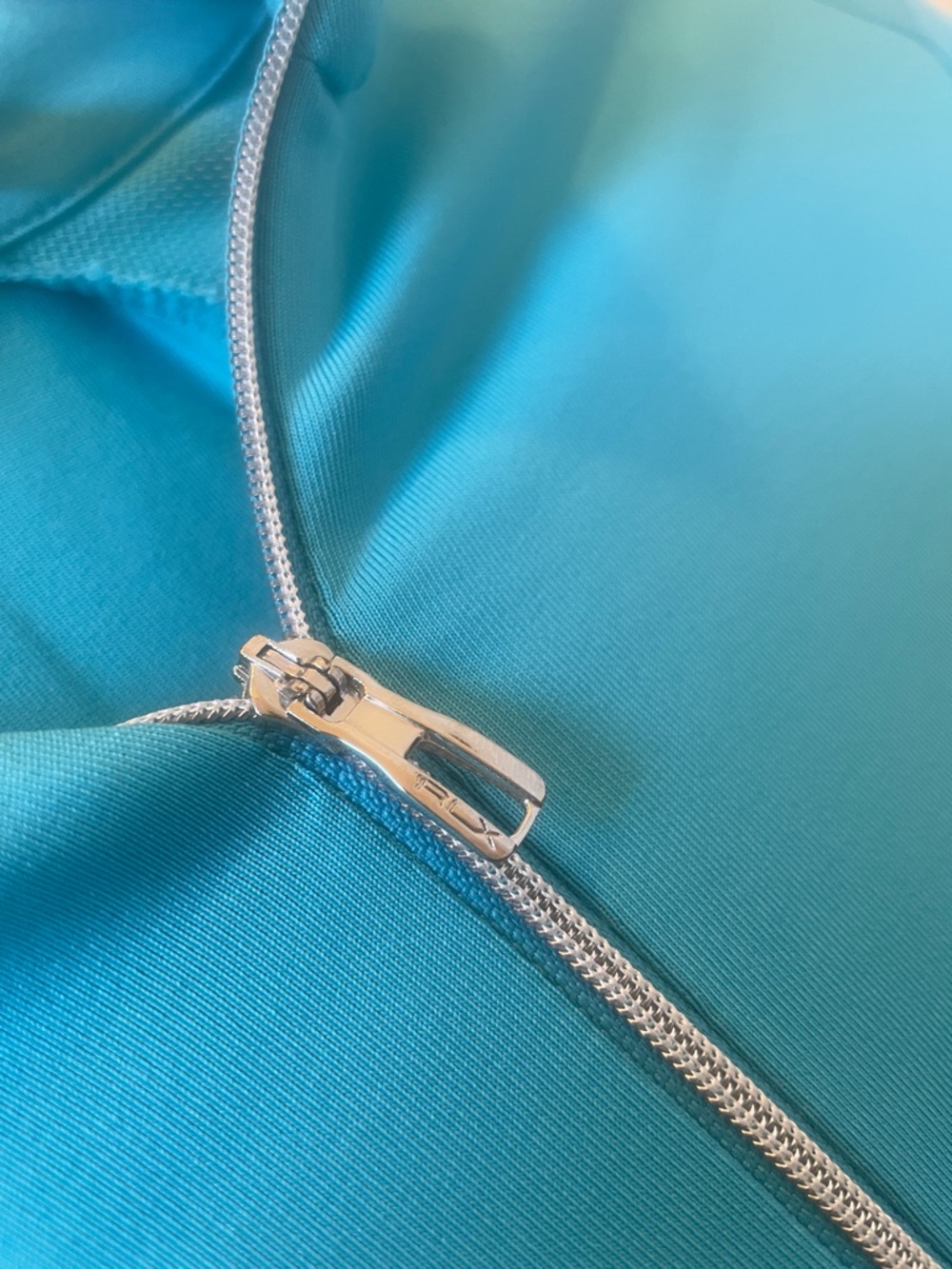 Size S RLX Ralph Lauren Sporty Aqua Blue Short-Sleeve Zip Mock Neck Top - Picture 3 of 6
